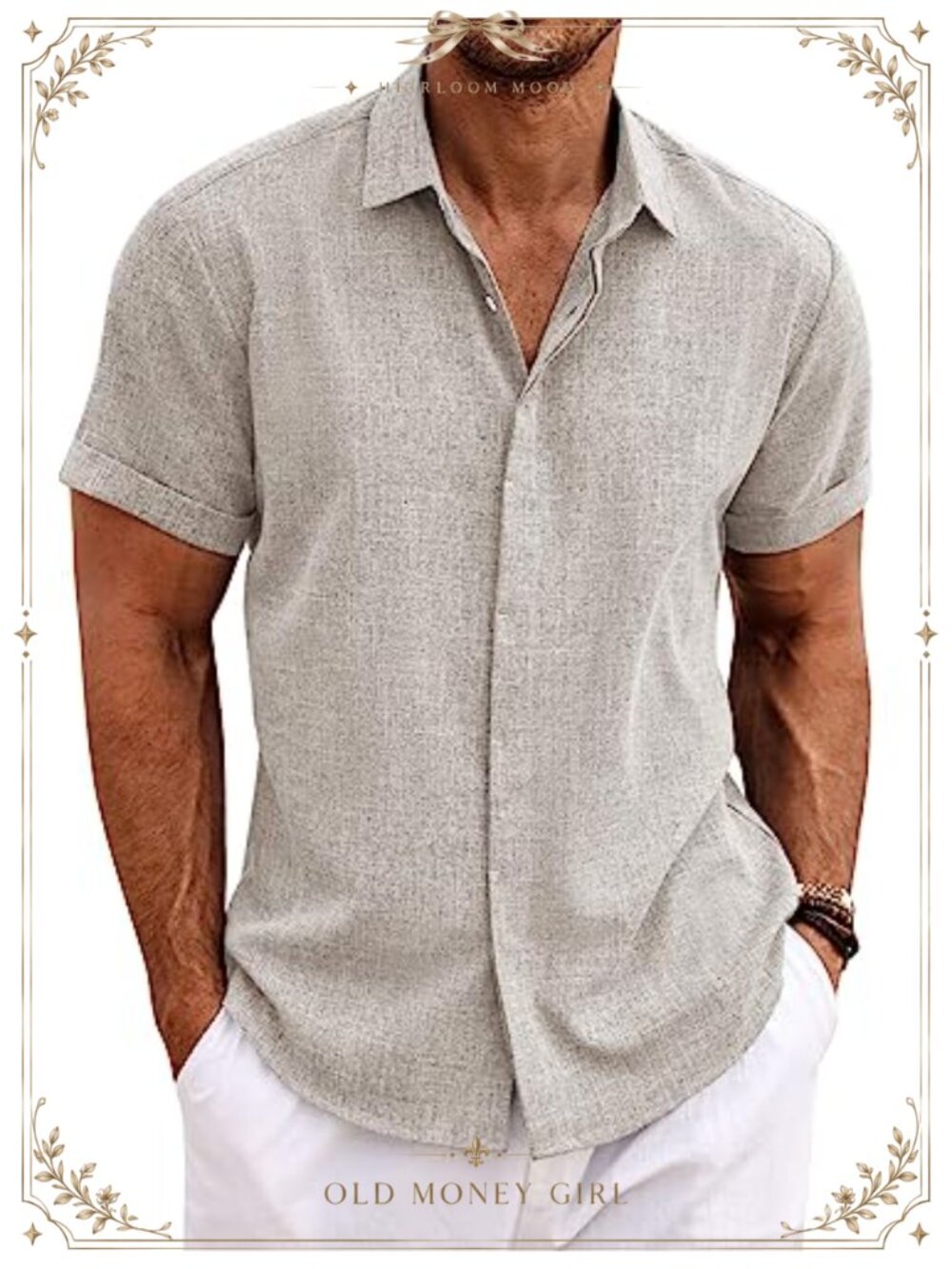 Men's Cotton Linen Button Down Short Sleeve Casual Summer Beach Shirt